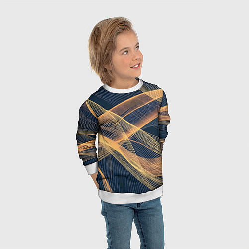 Детский свитшот Световые волны / 3D-Белый – фото 3