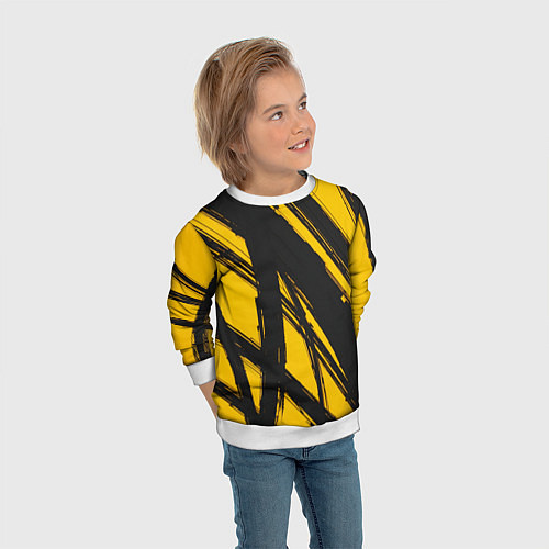Детский свитшот Абстракция на желтом / 3D-Белый – фото 3