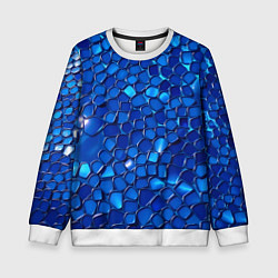 Свитшот детский Блестящие синие отражения, цвет: 3D-белый