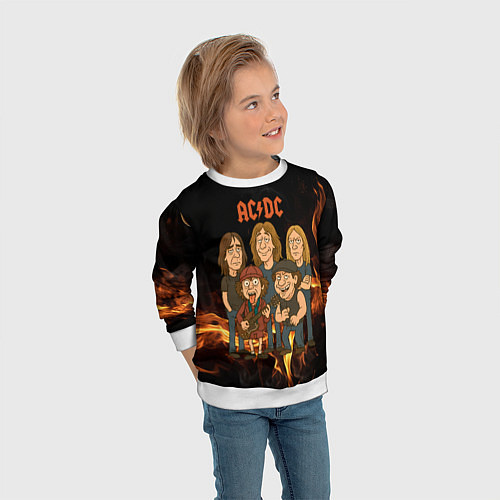 Детский свитшот ACDC в мультяшном стиле / 3D-Белый – фото 3