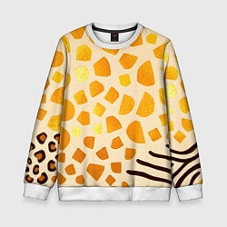 Свитшот детский Золотистые пятна жирафа, цвет: 3D-белый