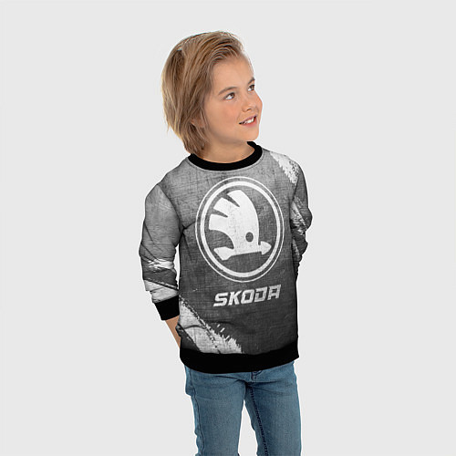 Детский свитшот Skoda - grey gradient / 3D-Черный – фото 3