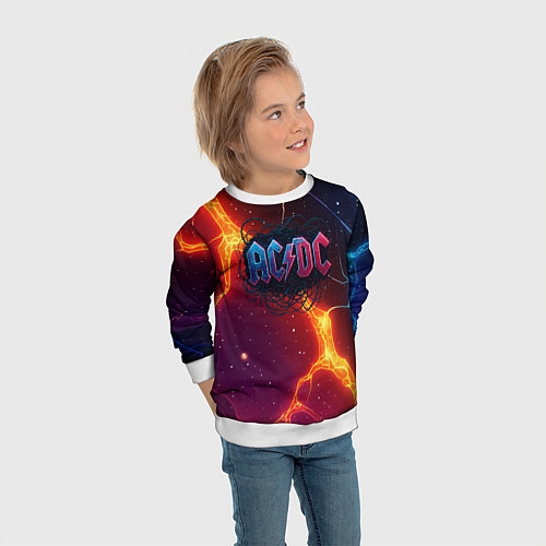 Детский свитшот ACDC логотип в градиенте / 3D-Белый – фото 3