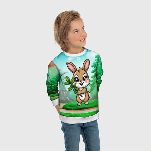 Детский свитшот Зайчик с мятой / 3D-Белый – фото 3