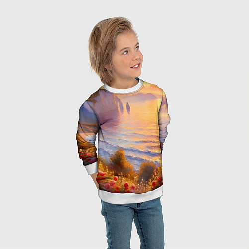 Детский свитшот Рассветный залив / 3D-Белый – фото 3