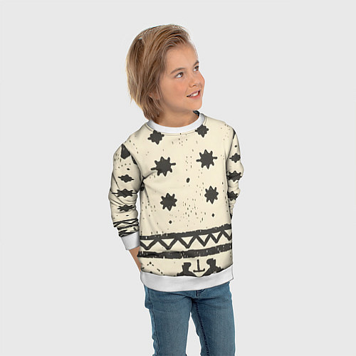 Детский свитшот Африканские примитивные узоры / 3D-Белый – фото 3