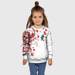 Свитшот детский Сакура с иероглифом Любовь, цвет: 3D-белый — фото 2