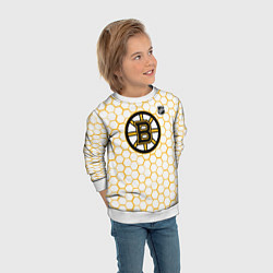 Свитшот детский Бостон Брюинз - белые соты, цвет: 3D-белый — фото 2