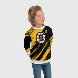 Свитшот детский Бостон Брюинз - брызги краски, цвет: 3D-белый — фото 2