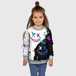 Свитшот детский Неоновые брызги - жуткие улыбки, цвет: 3D-меланж — фото 2