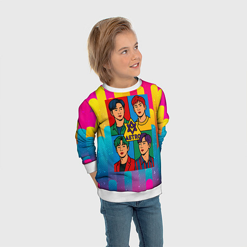 Детский свитшот Astro разноцветный комикс / 3D-Белый – фото 3
