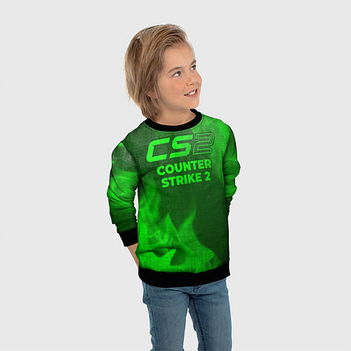 Детский свитшот Counter Strike 2 - green gradient / 3D-Черный – фото 3