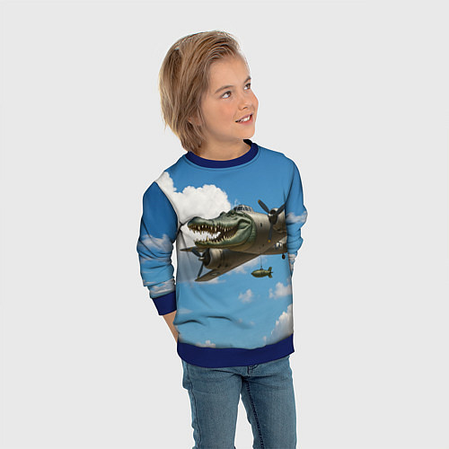 Детский свитшот Бомбардиро крокодило / 3D-Синий – фото 3