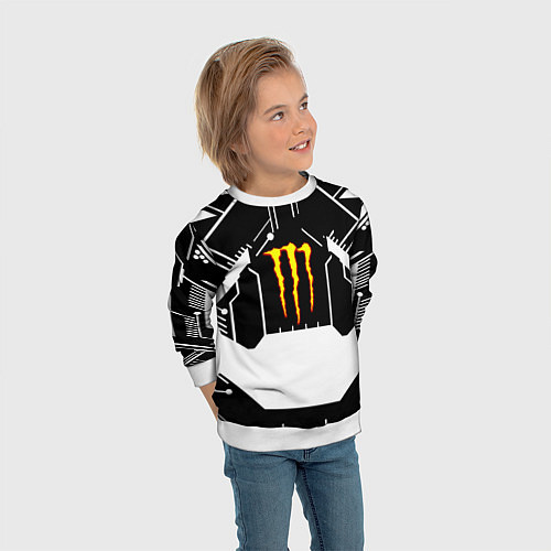 Детский свитшот Monster energy geometry / 3D-Белый – фото 3