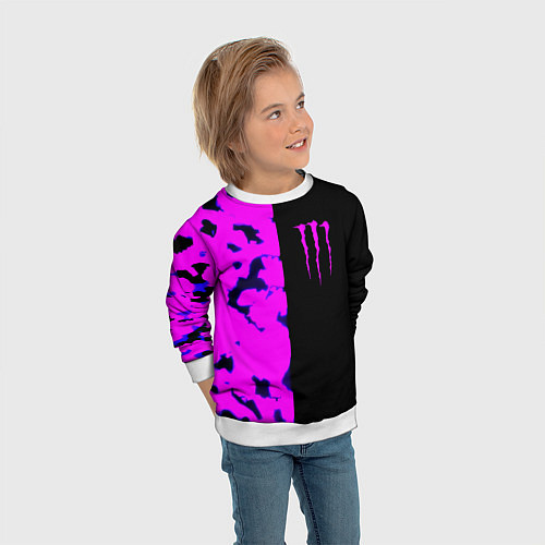 Детский свитшот Monster energy neon camo / 3D-Белый – фото 3