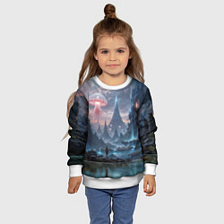 Свитшот детский Фантастический мир с медузами и озеро у гор, цвет: 3D-белый — фото 2