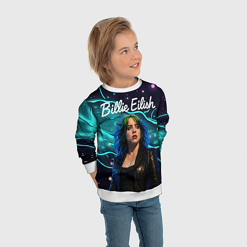 Детский свитшот Певица Билли Айлиш / 3D-Белый – фото 3