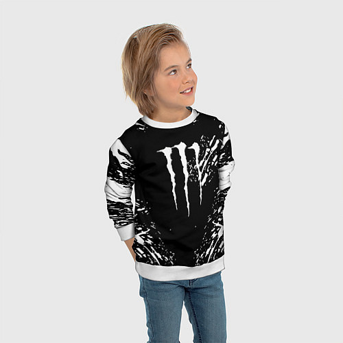 Детский свитшот Monster energy white splash / 3D-Белый – фото 3