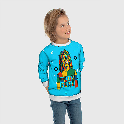 Детский свитшот Билли Айлиш из разноцветной мозаики / 3D-Белый – фото 3