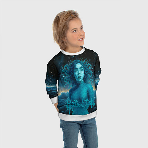 Детский свитшот Билли Айлиш из волн / 3D-Белый – фото 3