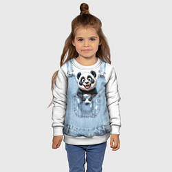 Свитшот детский Панда в кармашке комбинезона, цвет: 3D-белый — фото 2