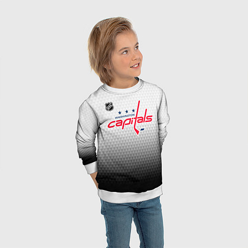 Детский свитшот Вашингтон Кэпиталз - градиент / 3D-Белый – фото 3