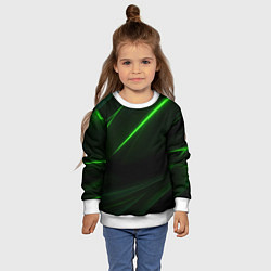Свитшот детский Зеленая текстура с неоновыми линиями, цвет: 3D-белый — фото 2