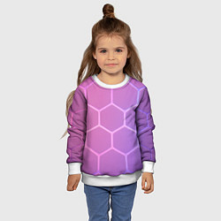 Свитшот детский Розовые неоновые соты, цвет: 3D-белый — фото 2