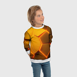 Свитшот детский Желтые неоновые соты - текстура, цвет: 3D-белый — фото 2