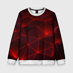 Детский свитшот Красные полигоны с неоном