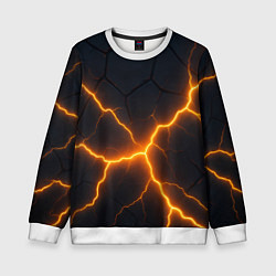 Свитшот детский Молнии и черные плиты, цвет: 3D-белый