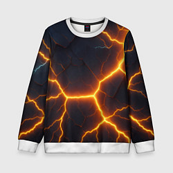 Свитшот детский Молнии и черные объемные плиты, цвет: 3D-белый