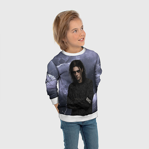 Детский свитшот Bones в образе психа / 3D-Белый – фото 3