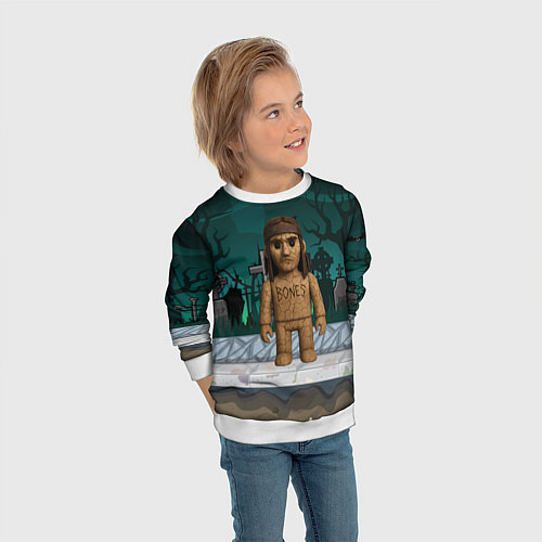 Детский свитшот Bones в стиле куклы Вуды / 3D-Белый – фото 3