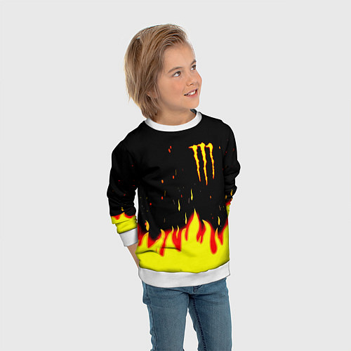 Детский свитшот Monster energy fire steel / 3D-Белый – фото 3
