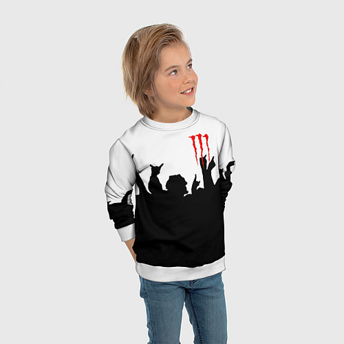 Детский свитшот Monster energy rock black / 3D-Белый – фото 3