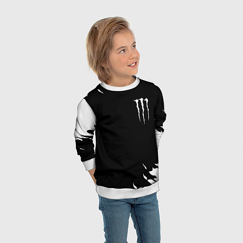 Детский свитшот Monster energy fire white / 3D-Белый – фото 3
