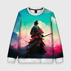 Свитшот детский Самурай и сакура, цвет: 3D-белый