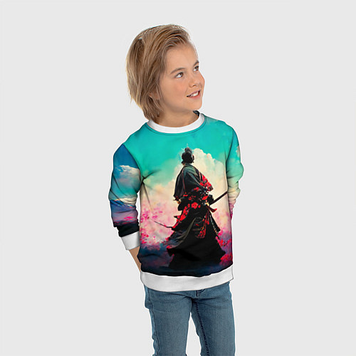 Детский свитшот Самурай и сакура / 3D-Белый – фото 3