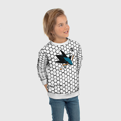 Детский свитшот Сан Хосе Шаркс - белые плиты / 3D-Белый – фото 3