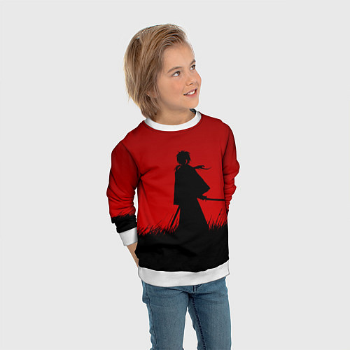 Детский свитшот Самурай в пути / 3D-Белый – фото 3