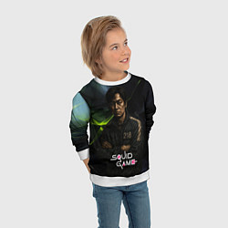 Свитшот детский Игра в кальмара - игрок 218 скрещивает руки, цвет: 3D-белый — фото 2