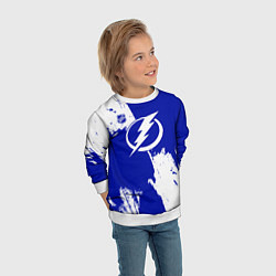 Свитшот детский Тампа Бэй Лайтнинг - синяя краска, цвет: 3D-белый — фото 2