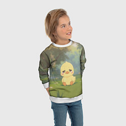 Свитшот детский Маленький утенок на поляне, цвет: 3D-белый — фото 2