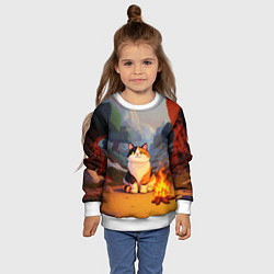 Свитшот детский Котик в кубическом мире, цвет: 3D-белый — фото 2