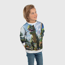 Свитшот детский Тираннозавр - Minecraft, цвет: 3D-белый — фото 2