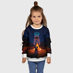 Свитшот детский Собака и летающий монстр перед костром, цвет: 3D-белый — фото 2