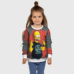 Свитшот детский Гомер в футболке Linkin Park, цвет: 3D-белый — фото 2