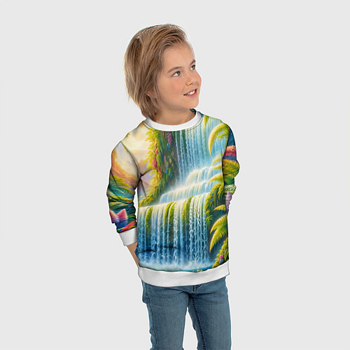 Детский свитшот Каскадный водопад / 3D-Белый – фото 3