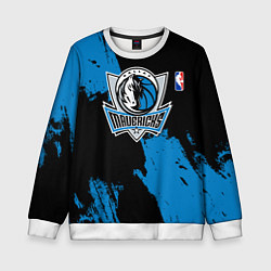 Свитшот детский Даллас Маверикс - брызги краски, цвет: 3D-белый